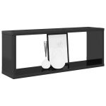 Rafturi de perete cub, 2 buc, gri extralucios, 60x15x23 cm, PAL