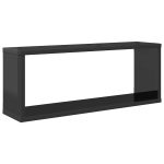 Rafturi de perete cub, 2 buc, gri extralucios, 60x15x23 cm, PAL