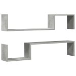 Rafturi de perete, 2 buc, gri beton, 100x15x20 cm, PAL