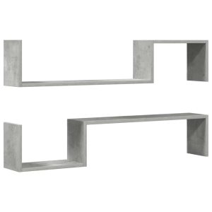 Rafturi de perete, 2 buc, gri beton, 100x15x20 cm, PAL