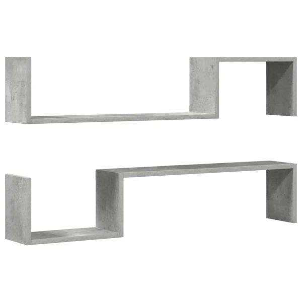 Rafturi de perete, 2 buc, gri beton, 100x15x20 cm, PAL