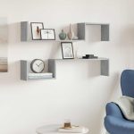 Rafturi de perete, 2 buc, gri beton, 100x15x20 cm, PAL