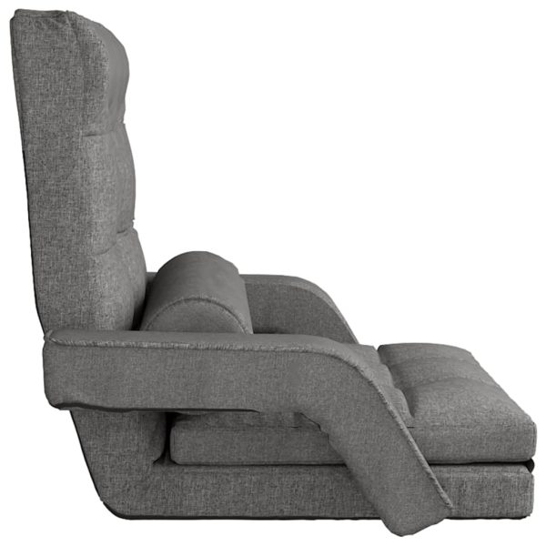 Scaun de podea pliabil cu funcție de pat, gri deschis, textil