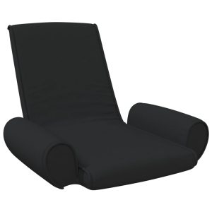 Scaun de podea pliabil, negru, material textil