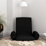 Scaun de podea pliabil, negru, material textil