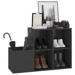 Pantofar de hol, gri extralucios, 105×35,5x70cm, lemn prelucrat