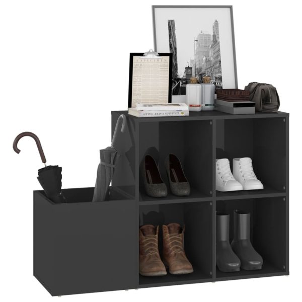 Pantofar de hol, gri extralucios, 105×35,5x70cm, lemn prelucrat