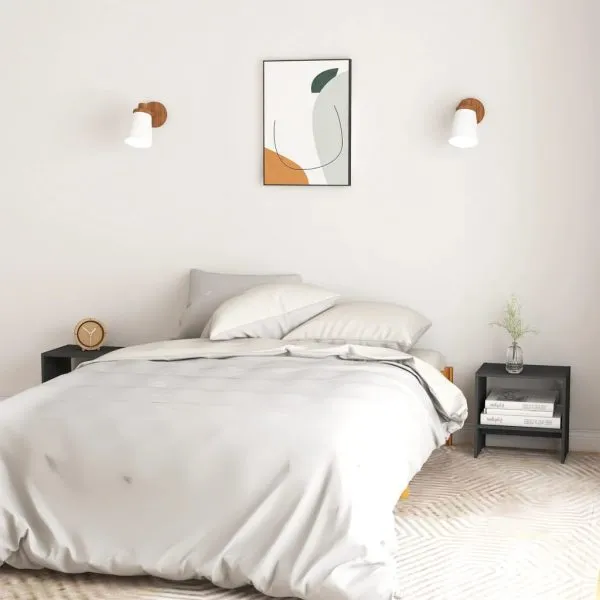 Noptiere, gri, 2 buc., 40×30,5×40 cm, lemn masiv de pin