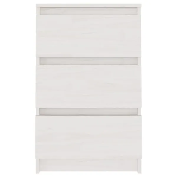 Noptieră, alb, 40×29,5×64 cm, lemn masiv de pin