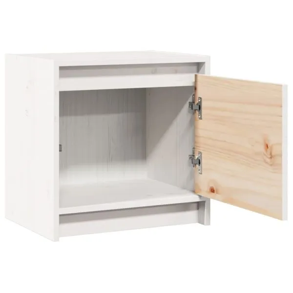 Noptiere, 2 buc., alb, 40×30,5×40 cm, lemn masiv de pin