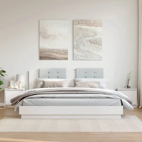 Noptiere, 2 buc., alb, 40×30,5×40 cm, lemn masiv de pin