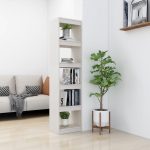 Bibliotecă/Separator cameră, alb, 40x30x167,5 cm lemn masiv pin