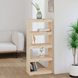 Bibliotecă/Separator cameră, 60x30x135,5 cm, lemn masiv de pin