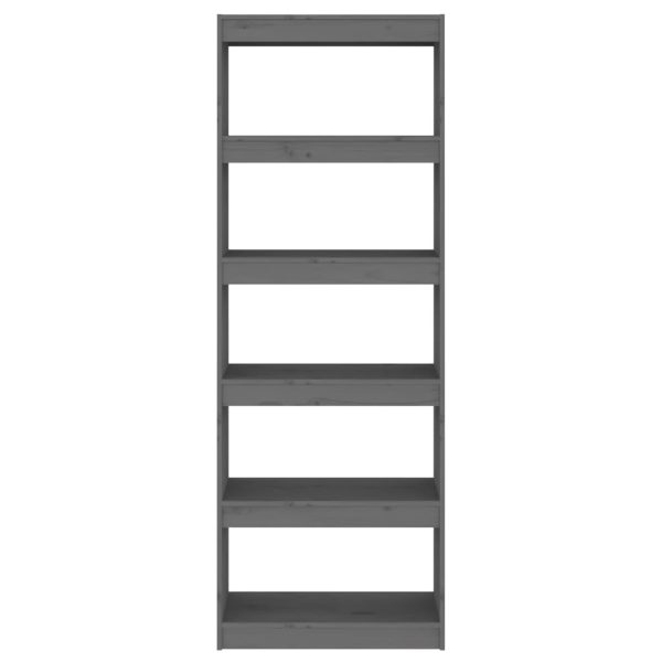 Bibliotecă/Separator cameră, gri, 60x30x167,5 cm lemn masiv pin