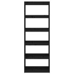 Bibliotecă/Separator cameră negru 60x30x167,5 cm lemn masiv pin