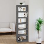 Bibliotecă/Separator cameră gri 60x30x199,5 cm lemn masiv pin