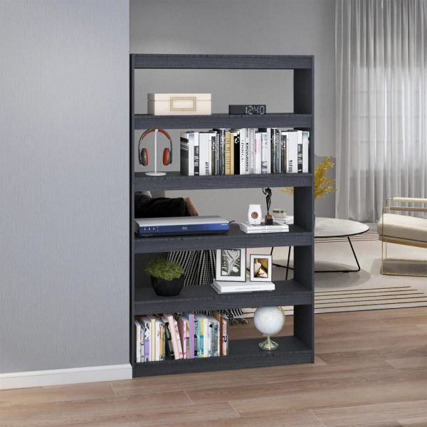 Bibliotecă/Separator cameră, gri 100x30x167,5 cm lemn masiv pin