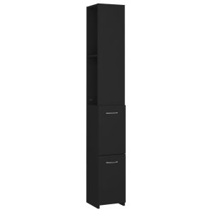 Dulap de baie, negru, 25×26,5×170 cm, lemn prelucrat