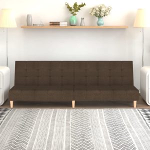 Canapea extensibilă cu 2 locuri, maro, textil