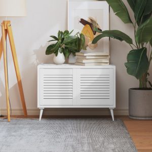 Uși dulap design lambriu 2 buc. alb 39