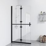 Perete de duș walk-in pliabil 80×190 cm sticlă ESG transparentă
