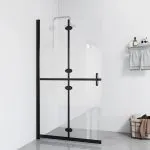 Perete duș walk-in pliabil 100×190 cm sticlă ESG jumătate mată