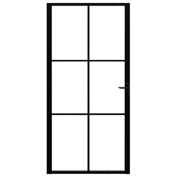 Ușă de interior, negru, 102,5×201,5 cm, sticlă ESG și aluminiu