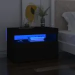 Noptiere cu lumini LED, 2buc., negru, 60x35x40cm lemn prelucrat