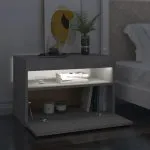 Noptieră cu lumini LED, gri beton, 60x35x40 cm