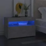 Noptieră cu lumini LED, gri beton, 60x35x40 cm