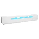 Comodă TV cu lumini LED, alb extra lucios, 260x35x40 cm