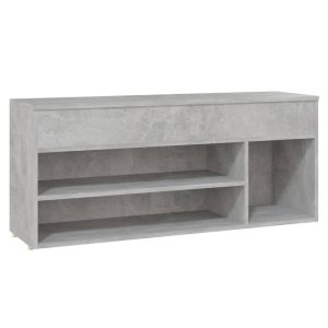 Banchetă pantofar, gri beton, 105x30x45 cm, PAL