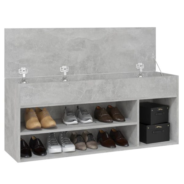 Banchetă pantofar, gri beton, 105x30x45 cm, PAL