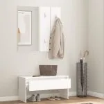 Set de mobilier pentru hol, alb, lemn prelucrat
