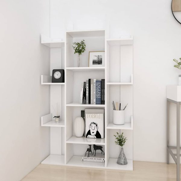 Bibliotecă, alb, 86×25,5×140 cm, PAL