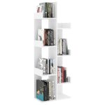 Bibliotecă, alb, 48×25,5×140 cm, PAL