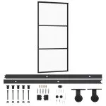 Ușă glisantă cu set feronerie, 90×205 cm, sticlă ESG/aluminiu