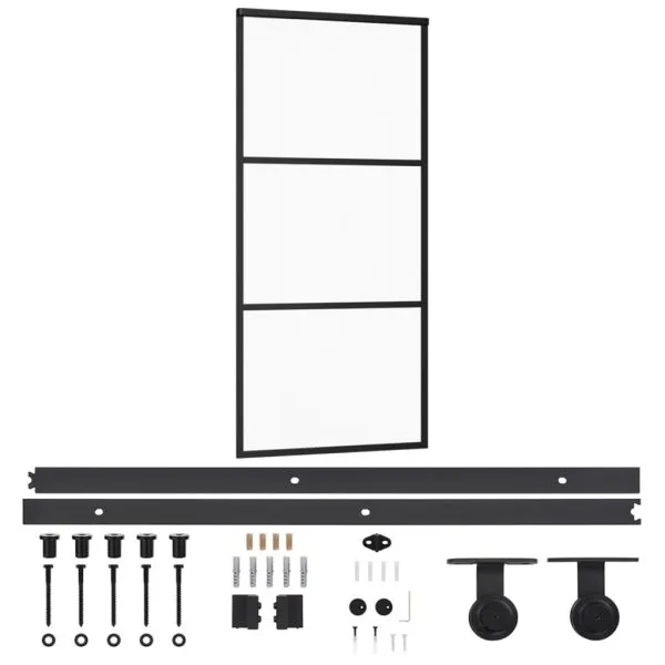 Ușă glisantă cu set feronerie, 90×205 cm, sticlă ESG/aluminiu