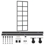 Ușă glisantă cu set feronerie, 76×205 cm, sticlă ESG/aluminiu