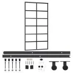 Ușă glisantă cu set feronerie, 102×205 cm, sticlă ESG/aluminiu