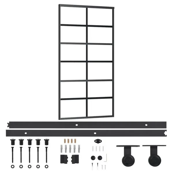 Ușă glisantă cu set feronerie, 102×205 cm, sticlă ESG/aluminiu