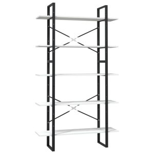 Bibliotecă cu 5 rafturi, alb, 100x30x175 cm, lemn masiv de pin