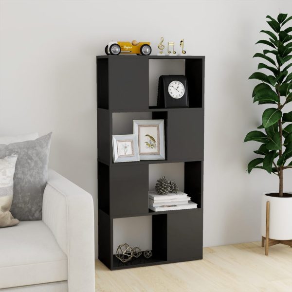Bibliotecă/Separator cameră, gri extralucios, 60x24x124,5 cm
