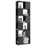Bibliotecă/Separator cameră, gri extralucios, 60x24x186 cm