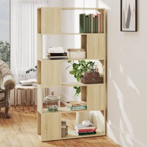 Bibliotecă/Separator cameră, stejar Sonoma, 80x24x155 cm, PAL