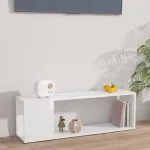 Comodă TV, alb extralucios, 100x24x32 cm, PAL