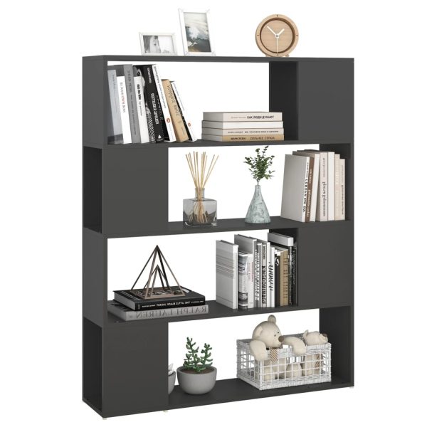 Bibliotecă/Separator cameră, gri, 100x24x124 cm