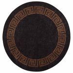 Covor lavabil, negru și auriu, φ120 cm, antiderapant