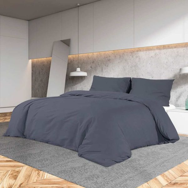 Set lenjerie cu husă de pilotă, antracit, 200×200 cm microfibră