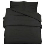 Set cu husă de pilotă, negru, 220×240 cm, microfibră